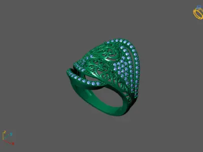 STL 3DM Women Ring Womens Ring Diamonds With Stone Model DP1202 3D print model