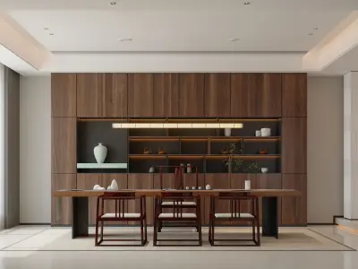 Modern Chinese Double Height Villa Living Room Interior 3D model