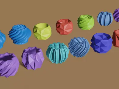 3D Printed Succulents Planters - 13 pieces 3D print model