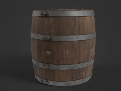 Wooden Barrel Free low-poly 3D model