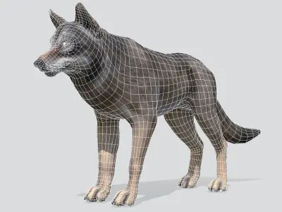 WOLF realistic Low-poly 3D model