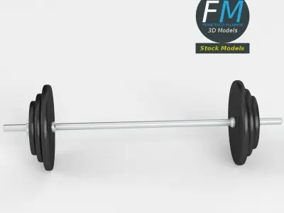 Gym equipment plate and bar 3D model