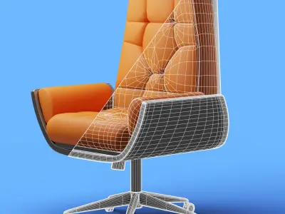 Luxury and Futuristic modern relaxing leather chair  Low-poly 3D model