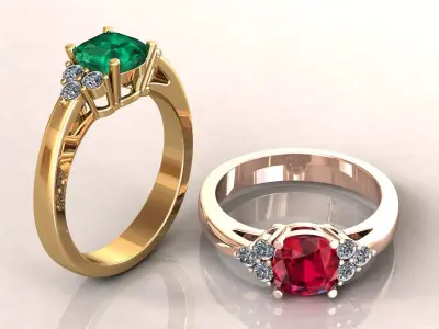 Engagement Ring Coushion Square  3D print model