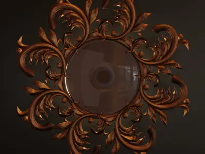 Round Frame With Oak Leaves  Free 3D model