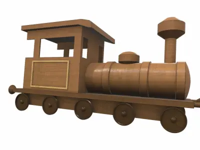 Wooden train locomotive toy 5 Free 3D model