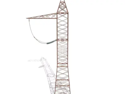 Electricity Pole 5 Weathered Low-poly 3D model