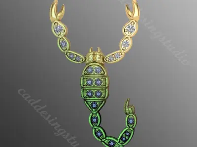 Pendantrk13 scorpion pendant with stones 3D print model