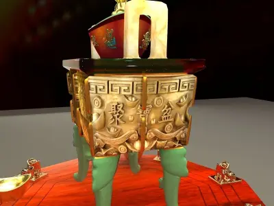 Chinese incense bronze burner   3D model