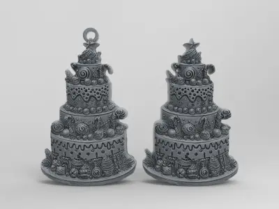 christmas tree cake decor  3D print model