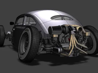 VW Beetle Volksrod hotrod body 3D model
