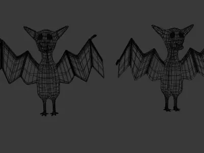  Cartoon Bat  Low-poly 3D model