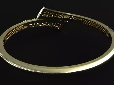 Luxury Gold Bangle Bracelet with Diamonds 3D print model 3D print model