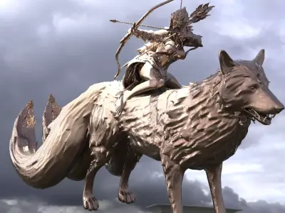 Elven Wolf rider 3D 3D model