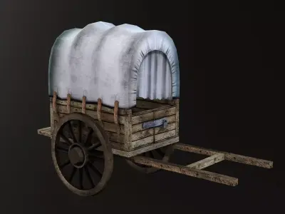 Wooden Cart low poly -3D model 3D model