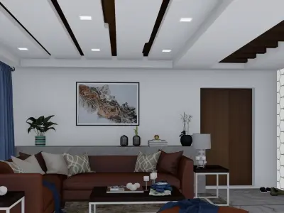 LIVING ROOM AND DINING AREA 3D model