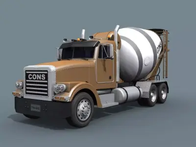 Fine Cement Truck - 3d animated mixer model 3D model