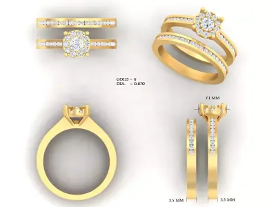 Luxury diamond ring 3D print model 3