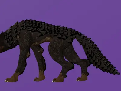Stylized Dark Wolf 3D Model Game Ready Low-poly 3D model