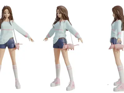 Cute pink bag v14 no character 3D model