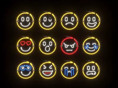 Neon Emojis 3D model