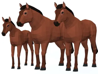 LowPoly Horses pack Low-poly 3D model