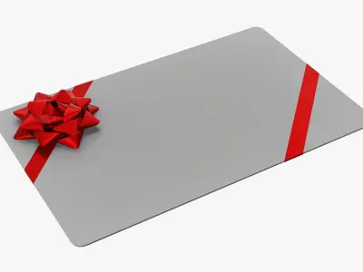 Gift card with ribbon Christmas 01 3D model