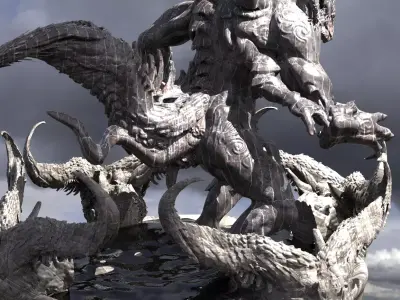 Dark Drake Lizard Statue 2 3D model