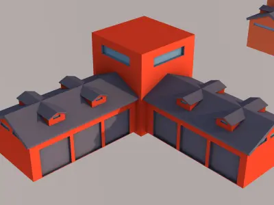 administrative buildings Low-poly 3D model