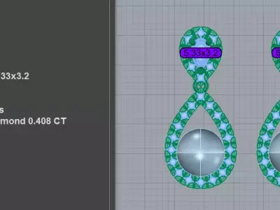 Luxury Pearl Diamond Halo Drop Earrings 3D print model