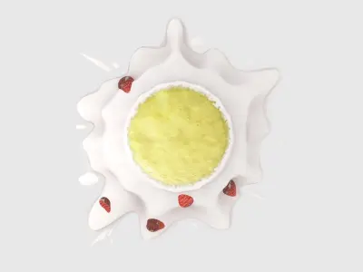 Broken stawberry cake 3D model