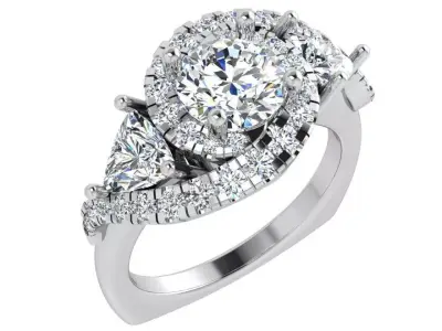Round Diamond Euro Shank Ring 4495 3D print model