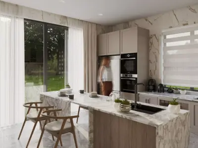 Modern luxury minimalist kitchen  3D model