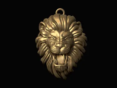 Furious Lion Head Pendant 3D print model