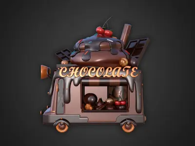 Asset - Cartoons - Food Car -  Car Chocolate 3D model