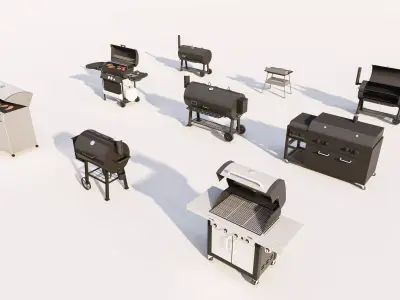 Outdoor BBQ and Cooking Grills for Backyard Low-poly 3D model