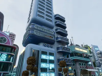 SCIFI ATOMPUNK BUILDING 09 Low-poly 3D model