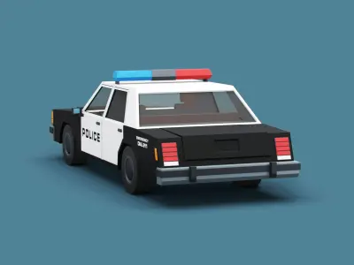 Stylized Cartoon City Police Car  Low-poly 3D model
