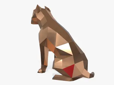 pit bull low poly 3D print model