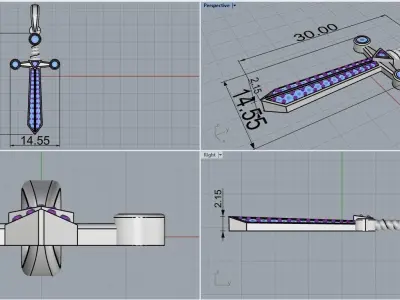 Sword pendant model 639 3D print model