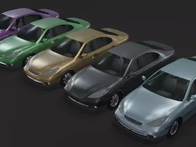 Generic Sedan Car With Interior Lowpoly 3D Model Low-poly 3D model