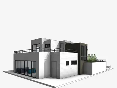 Peters Modern Residential Villa Revit Model Low-poly 3D model