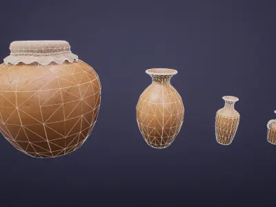 Stylized Clay Vases Low-poly 3D model