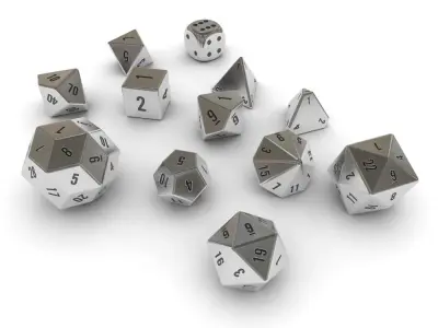 Polyhedral Dice Set - Metallic Low-poly 3D model