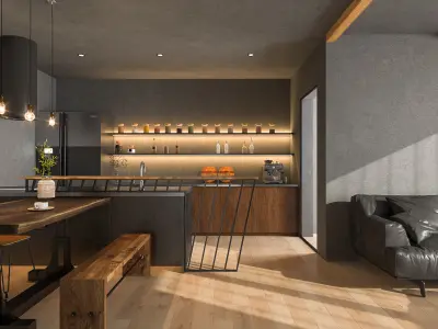 Living Dining Kitchen 3D model