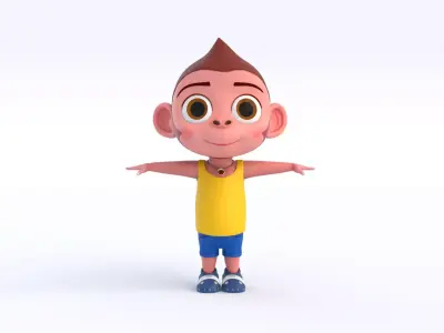Cartoon Monkey Boy Low-poly 3D model