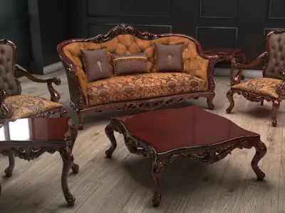 Coll01-Furniture ornate upholstered chair 3D model