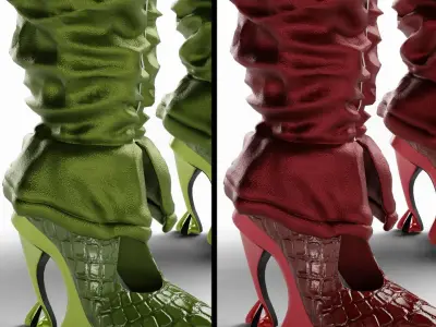 Knee High Open Boots Low-poly 3D model