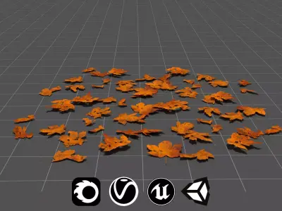 Realistic Dead-Dry Leaves - High Quality Low-Poly Models Low-poly 3D model