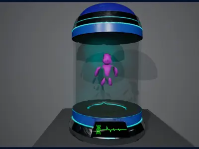 Cryogenic Chamber ready for Unreal Engine Low-poly 3D model